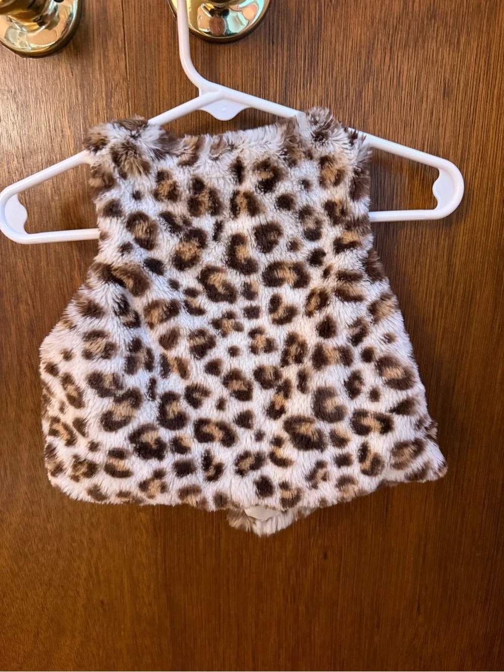 Tahari Brown and Cream Faux Fur Leopard Print Vest for Baby Girl